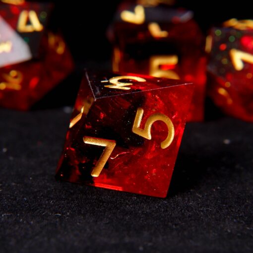 Fire Red Glittering D20 Dice Illuminate Your D&D Adventures with Handmade Precision - Image 4