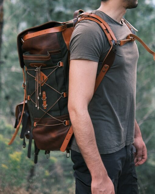Bushcraft Backpack Waxed Canvas, Personalized for Adventure - Image 4