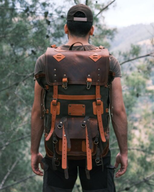 Bushcraft Backpack Waxed Canvas, Personalized for Adventure - Image 2