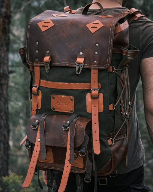 Bushcraft Backpack Waxed Canvas, Personalized for Adventure - Image 3