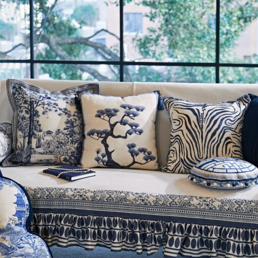 French Blue Forest Throw Pillow Cover Elevate Your Home Decor with Artful Elegance - Image 2