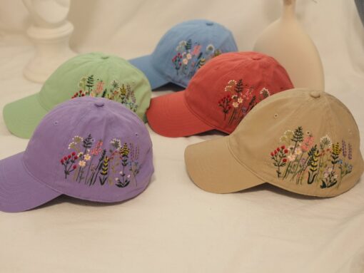 Embroidered Botanical Flower Baseball Cap A Unique and Personalized Gift - Image 2