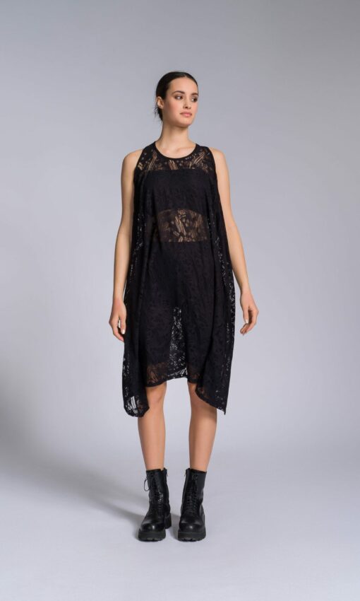 Versatile Draped Dress Elevate Your Style with Mixed Fabric Elegance (A92284) - Image 2