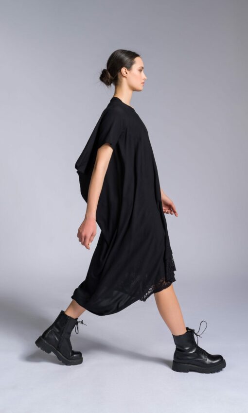 Versatile Draped Dress Elevate Your Style with Mixed Fabric Elegance (A92284) - Image 3