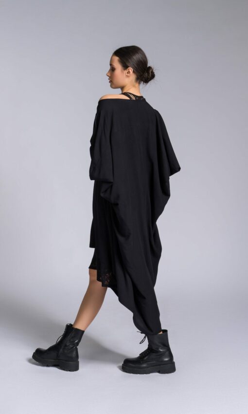Versatile Draped Dress Elevate Your Style with Mixed Fabric Elegance (A92284) - Image 6