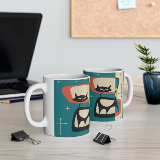 Atomic Black Cat Mug A Purrfectly Mid-Century Modern Addition to Your Morning Ritual - Image 6