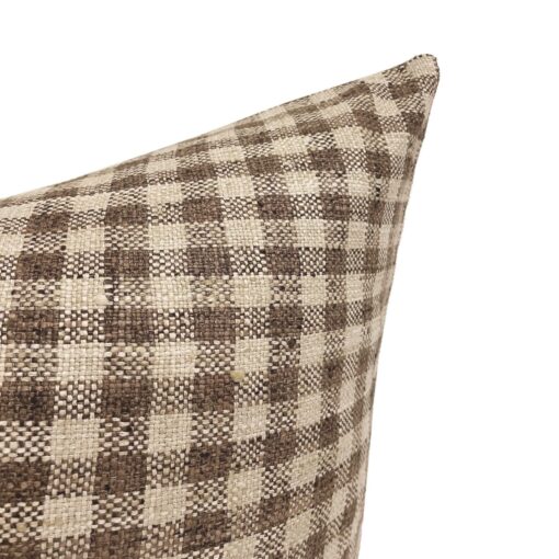 MABEL Farmhouse Charm in a Check - Designer Brown Gingham Linen Pillow Cover - Image 3