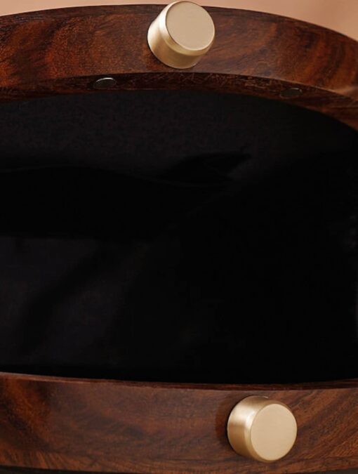 Exquisite Brown Handcrafted Wooden Clutch A Timeless Accessory for Special Occasions - Image 6