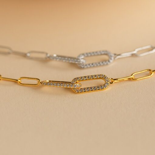 Caitlyn Minimalist Pave Diamond Linked Bracelet Elevate Your Style with Shimmering Elegance - Image 4