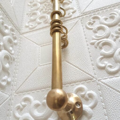 Antique Unlacquered Brass Pot Rail with S Hooks Vintage Handmade Gold Brass Pot Rack for Rustic Wall Mounting - Image 5