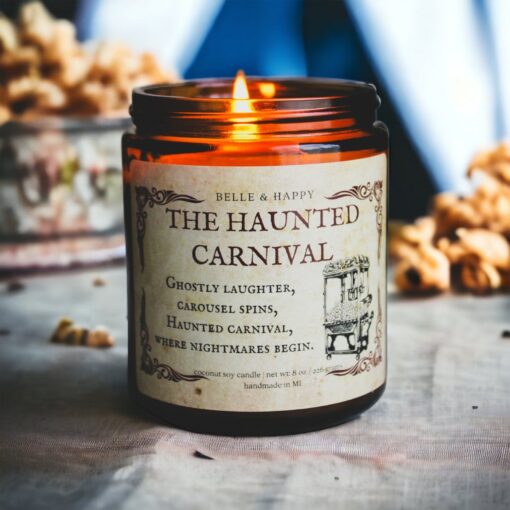 Haunted Carnival Caramel Popcorn Candle A Literary Treat for Halloween and Fall - Image 2