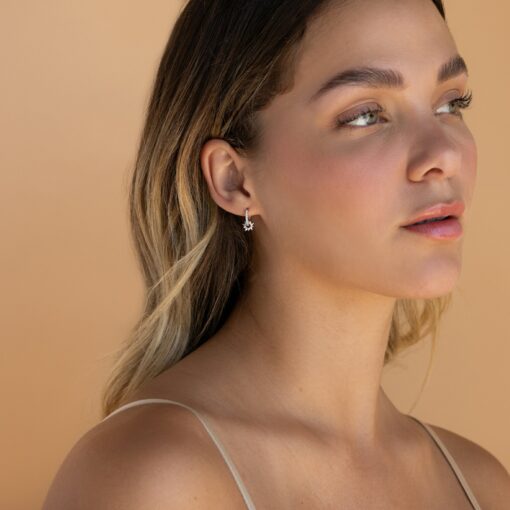 Celestial Sun Huggie Hoop Earrings Minimalist Diamond Sunburst Charm Jewelry for Boho Style and Friendship - Image 6