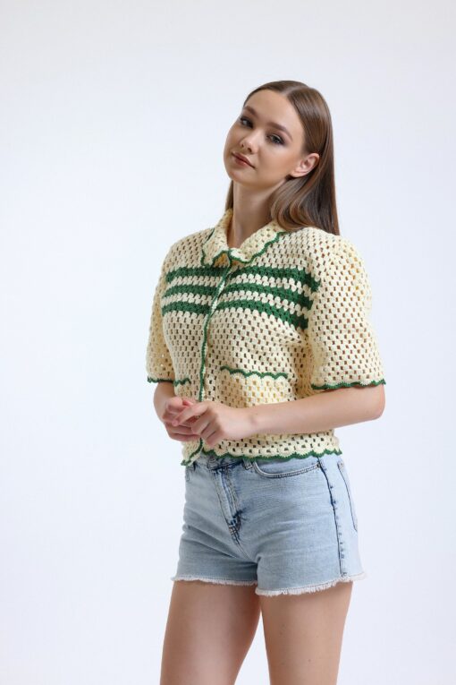 Exquisitely Handcrafted Crochet Shirt A Timeless Summer Staple - Image 4