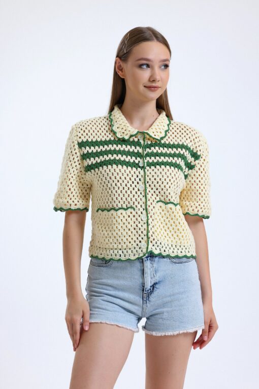 Exquisitely Handcrafted Crochet Shirt A Timeless Summer Staple - Image 5