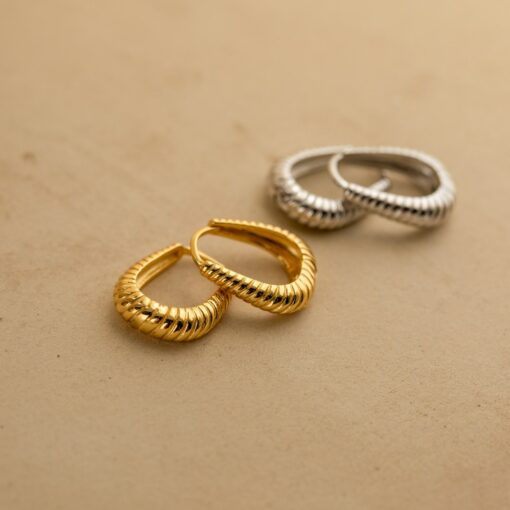 Ribbed Hoop Earrings Bold Geometric Statement Jewelry for a Chic Look - Image 6