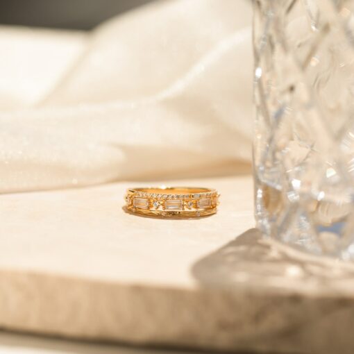 Caitlyn's Minimalist Diamond Ring Trio Stackable Gemstone Bands for Bridesmaids and Weddings (RR109) - Image 2
