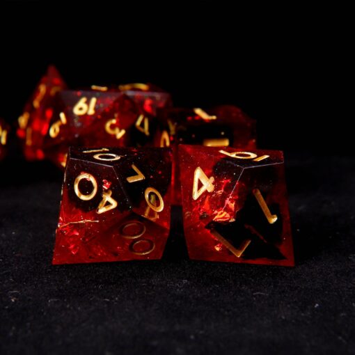 Fire Red Glittering D20 Dice Illuminate Your D&D Adventures with Handmade Precision - Image 5