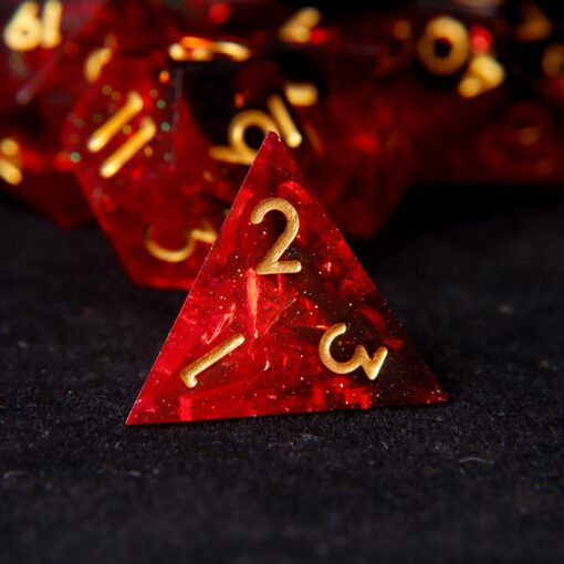 Fire Red Glittering D20 Dice Illuminate Your D&D Adventures with Handmade Precision - Image 6