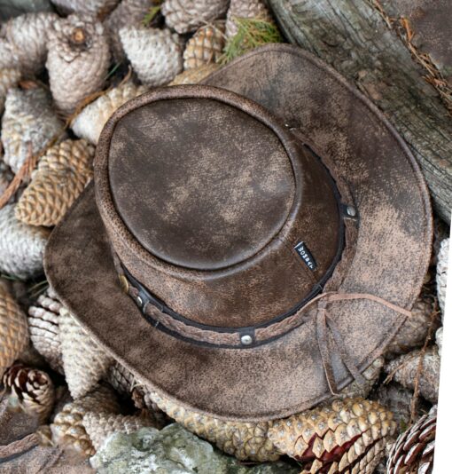 Wombat Foldable Leather Hat The Wilds Full Grain Leather Unisex Cowboy Hat for Trekking and the Australian Bush - Image 3