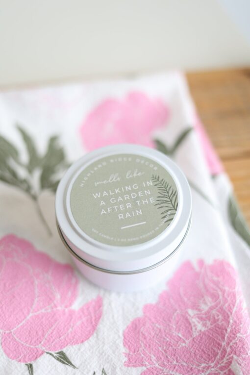 Immerse Yourself in Nature's Embrace Walking In A Garden After The Rain Candle Tin - Image 2