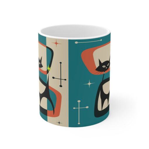 Atomic Black Cat Mug A Purrfectly Mid-Century Modern Addition to Your Morning Ritual - Image 2