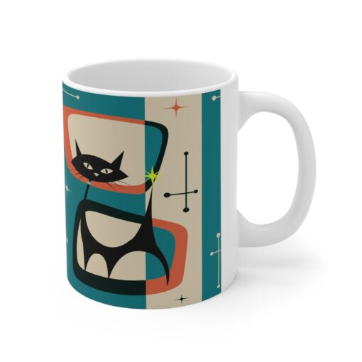 Atomic Black Cat Mug A Purrfectly Mid-Century Modern Addition to Your Morning Ritual - Image 4