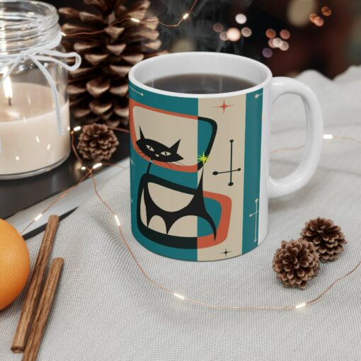 Atomic Black Cat Mug A Purrfectly Mid-Century Modern Addition to Your Morning Ritual - Image 5