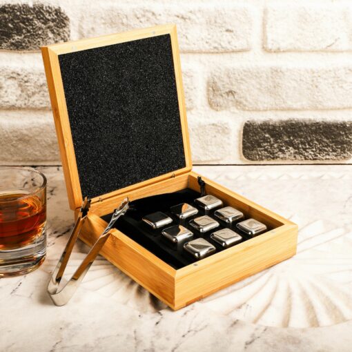 Personalized Bamboo Whiskey Stone Set Elevate Your Home Bar Experience - Image 4