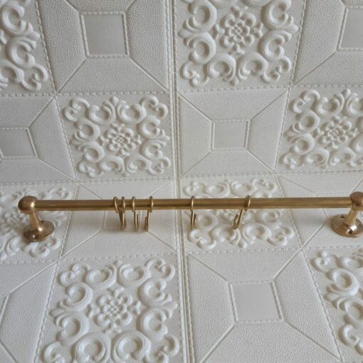Antique Unlacquered Brass Pot Rail with S Hooks Vintage Handmade Gold Brass Pot Rack for Rustic Wall Mounting - Image 6