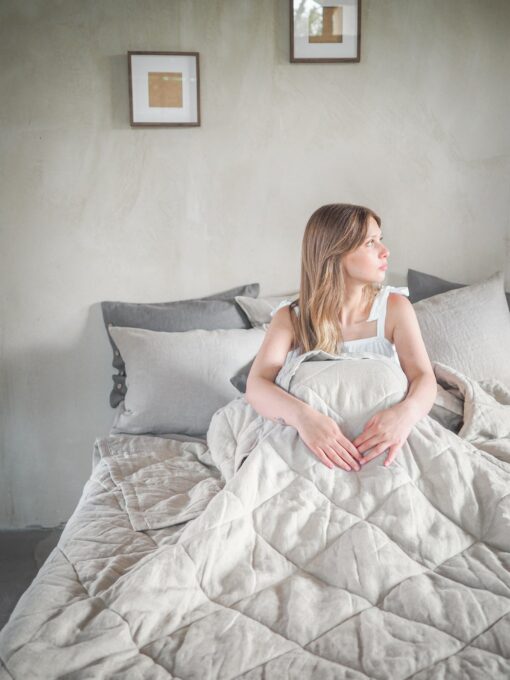 Quilted Linen Blanket with Hemp Filling Experience the Tranquility of Nature - Image 3