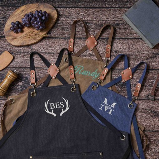 Personalized Canvas Apron Embroidered Custom Gift for Kitchen, Workshop, Barbeque, or Bartending - Image 2