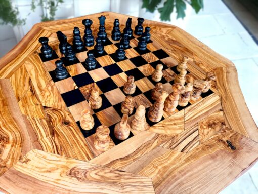 Personalized Olive Wood Chess Table A Timeless Gift for Chess Enthusiasts - Image 2