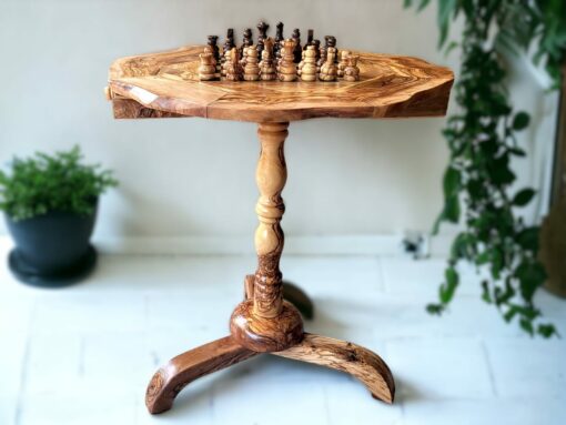 Personalized Olive Wood Chess Table A Timeless Gift for Chess Enthusiasts - Image 4