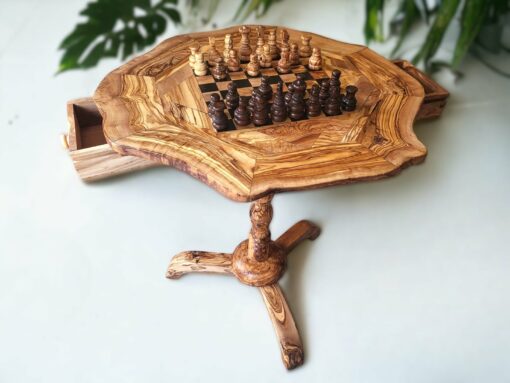 Personalized Olive Wood Chess Table A Timeless Gift for Chess Enthusiasts - Image 5