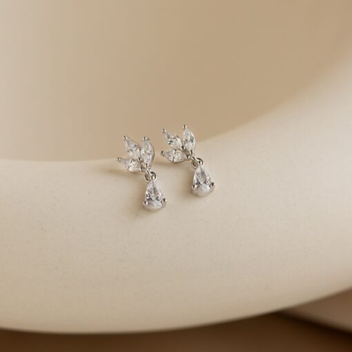 Captivating Marquise Diamond Drop Earrings Minimalist Elegance for Brides and Bridesmaids (ER343) - Image 5