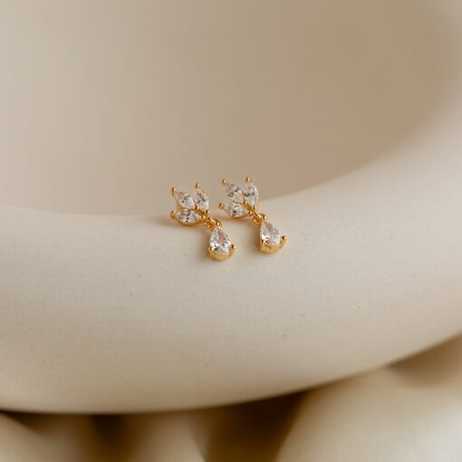Captivating Marquise Diamond Drop Earrings Minimalist Elegance for Brides and Bridesmaids (ER343) - Image 2