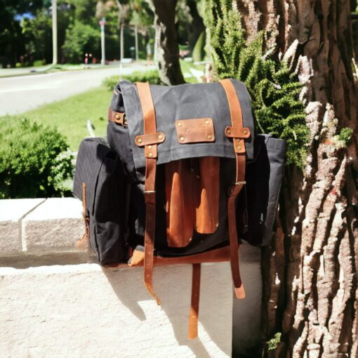 Handmade Bushcraft Backpack Your Ultimate Outdoor Companion with Detachable Pockets and Axe/Tripod Holder - Image 5