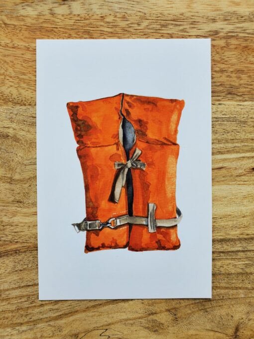 Watercolor Life Jacket Art Print Coastal Charm for Your Home - Image 3