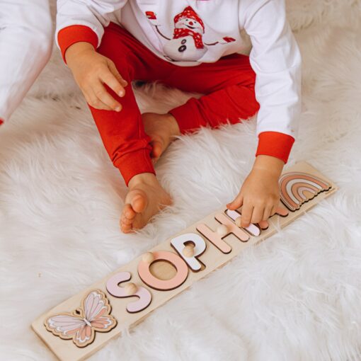 Personalized Wooden Name Puzzle Montessori Toy for Toddlers, Baby Shower Gift, Baptism Keepsake, First Christmas Present - Image 2