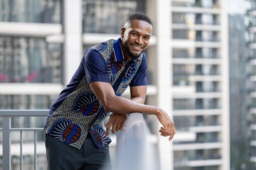 Embrace Cultural Vibrance Zedi's Navy Men's African Print Cotton Ankara Shirt - Image 2