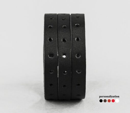 Black Perforated Leather Cuff Bracelet A Timeless Accessory for Men and Women - Image 2