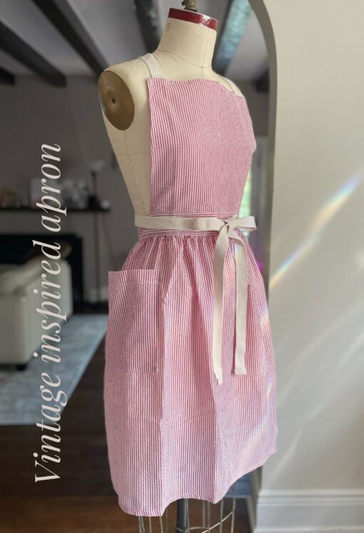 Vintage-Inspired Seersucker Apron A Timeless Kitchen Companion - Image 4