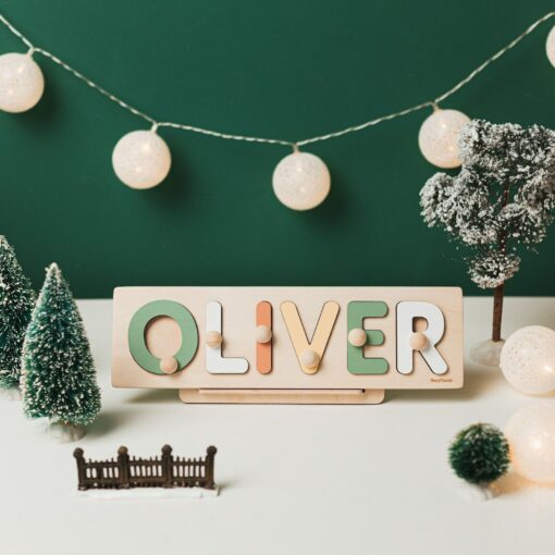 Personalized Wooden Name Puzzle Montessori Toy, Baby Gift, First Christmas, Baby Shower - Image 2