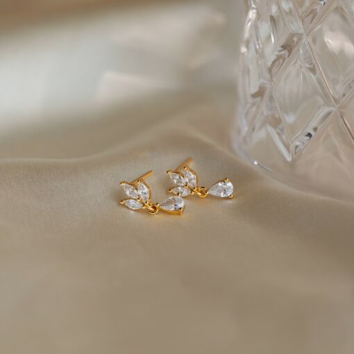 Captivating Marquise Diamond Drop Earrings Minimalist Elegance for Brides and Bridesmaids (ER343) - Image 3