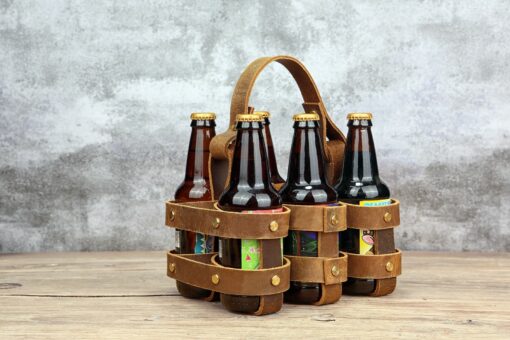 Premium Leather 6-Pack Beer Holder Carrier Kit for Bikes The Perfect Gift for Beer Enthusiasts - Image 6