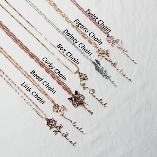 Personalized Birth Flower Necklace A Timeless Gift for Her - Image 2