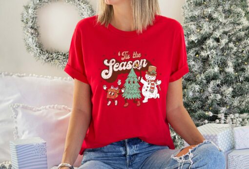 Deck the Halls with Festive Cheer Tis the Season Christmas T-shirt - Image 5