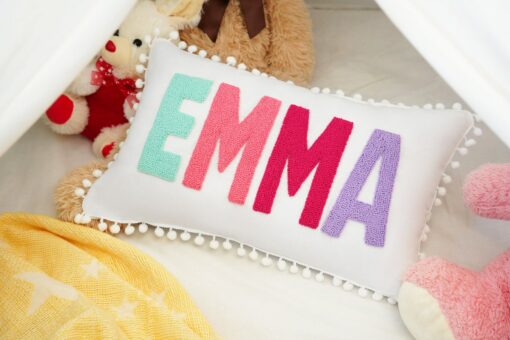Personalized Name Punch Needle Pillow A Cherished Keepsake for Little Ones - Image 2