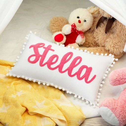 Personalized Name Punch Needle Pillow A Cherished Keepsake for Little Ones - Image 3