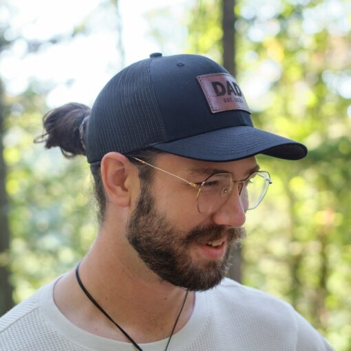 Personalized Dad Hat Celebrate Fatherhood with a Unique Leather Patch Trucker Hat - Image 4